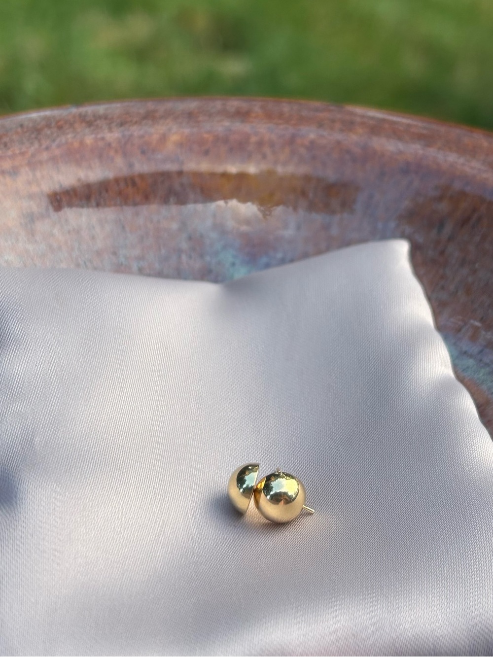 14k Gold Ball or Dome Stud Earrings - Classic Women's Jewelry
